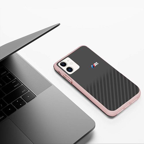Чехол iPhone 11 матовый BMW M SPORT / 3D-Светло-розовый – фото 3