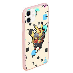 Чехол iPhone 11 матовый Pikachu Geometry, цвет: 3D-светло-розовый — фото 2