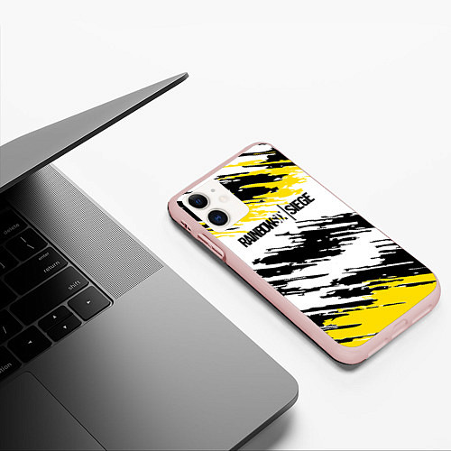 Чехол iPhone 11 матовый Rainbow Six Siege: Yellow / 3D-Светло-розовый – фото 3