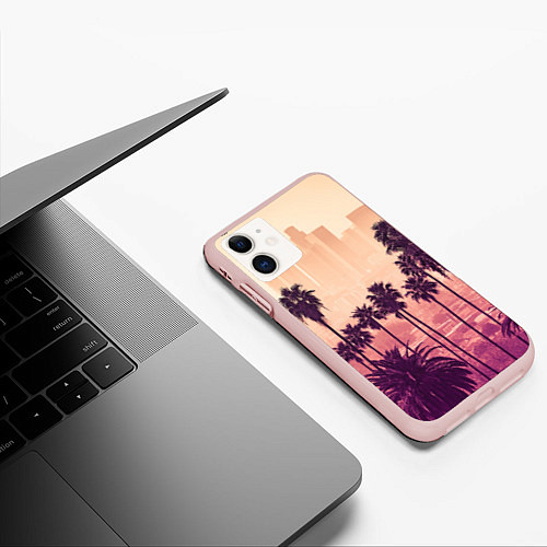 Чехол iPhone 11 матовый Los Angeles / 3D-Светло-розовый – фото 3