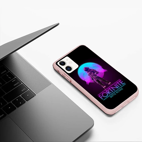 Чехол iPhone 11 матовый Fortnite: Retro Battle Royale / 3D-Светло-розовый – фото 3