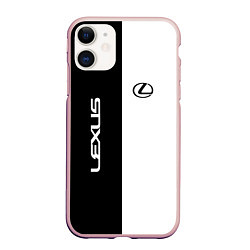 Чехол iPhone 11 матовый Lexus: Black & White, цвет: 3D-светло-розовый