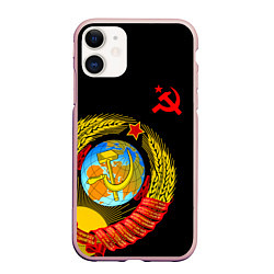 Чехол iPhone 11 матовый Герб СССР, цвет: 3D-светло-розовый