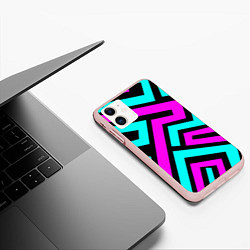 Чехол iPhone 11 матовый Maze: Violet & Turquoise, цвет: 3D-светло-розовый — фото 2