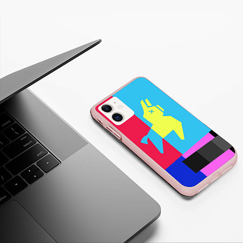 Чехол iPhone 11 матовый Цветная Лама / 3D-Светло-розовый – фото 3