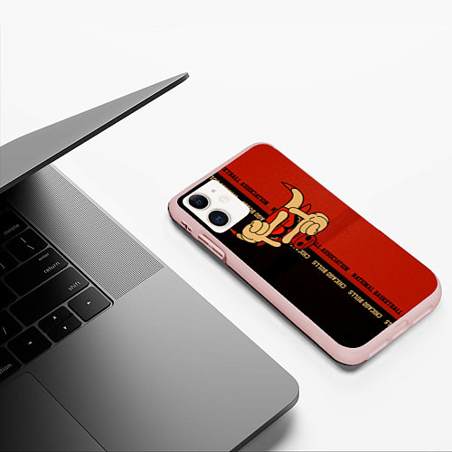 Чехол iPhone 11 матовый NBA. Chicago Bulls / 3D-Светло-розовый – фото 3