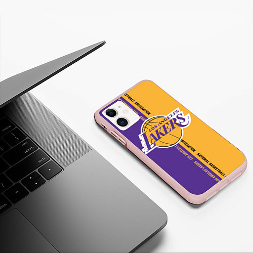 Чехол iPhone 11 матовый NBA: LA Lakers / 3D-Светло-розовый – фото 3