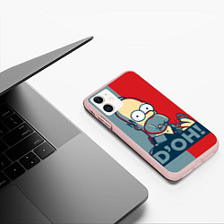 Чехол iPhone 11 матовый Homer Simpson DOH!, цвет: 3D-светло-розовый — фото 2