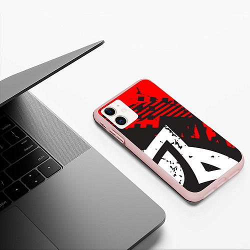 Чехол iPhone 11 матовый Grunge Art / 3D-Светло-розовый – фото 3