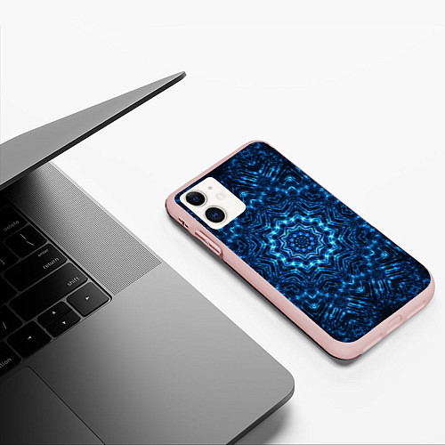 Чехол iPhone 11 матовый Космическая мандала / 3D-Светло-розовый – фото 3