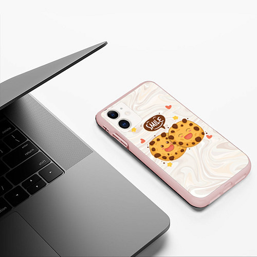 Чехол iPhone 11 матовый Smile Cookies / 3D-Светло-розовый – фото 3