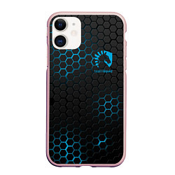 Чехол iPhone 11 матовый Team Liquid: Carbon Style, цвет: 3D-светло-розовый
