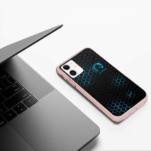 Чехол iPhone 11 матовый Team Liquid: Carbon Style / 3D-Светло-розовый – фото 3