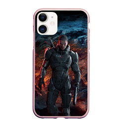 Чехол iPhone 11 матовый Mass Effect: Soldier, цвет: 3D-светло-розовый