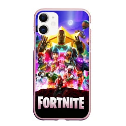 Чехол iPhone 11 матовый Fortnite: Battle Royale, цвет: 3D-светло-розовый