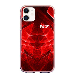Чехол iPhone 11 матовый Mass Effect: Red Armor N7, цвет: 3D-светло-розовый