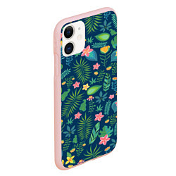 Чехол iPhone 11 матовый Тропический лес, цвет: 3D-светло-розовый — фото 2