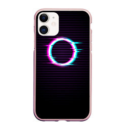 Чехол iPhone 11 матовый Глич-кольцо, цвет: 3D-светло-розовый
