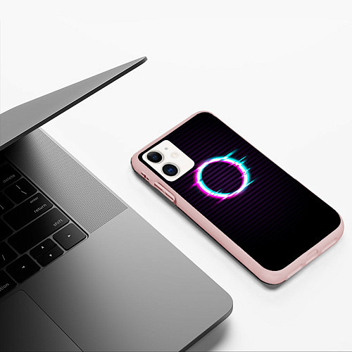 Чехол iPhone 11 матовый Глич-кольцо / 3D-Светло-розовый – фото 3