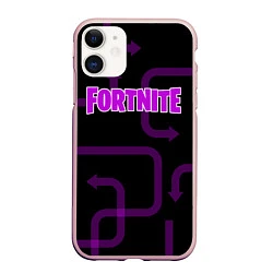 Чехол iPhone 11 матовый Fortnite: Violet Edition, цвет: 3D-светло-розовый