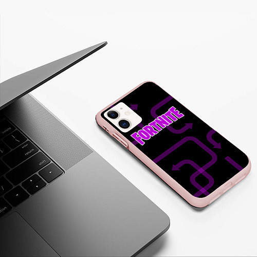 Чехол iPhone 11 матовый Fortnite: Violet Edition / 3D-Светло-розовый – фото 3