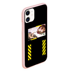 Чехол iPhone 11 матовый Off White: The Creation of Adam, цвет: 3D-светло-розовый — фото 2
