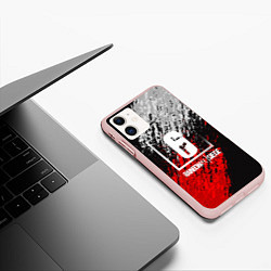 Чехол iPhone 11 матовый R6S: Red & White, цвет: 3D-светло-розовый — фото 2