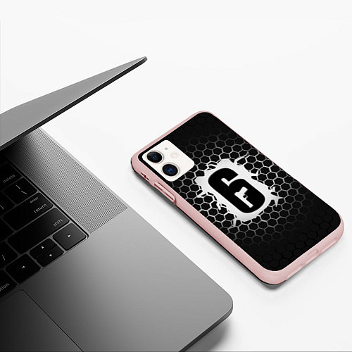 Чехол iPhone 11 матовый R6S: Carbon Symbon / 3D-Светло-розовый – фото 3