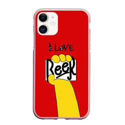 Чехол iPhone 11 матовый Homer: I love Beer, цвет: 3D-светло-розовый