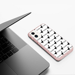 Чехол iPhone 11 матовый GUSSI: White Pattern, цвет: 3D-светло-розовый — фото 2