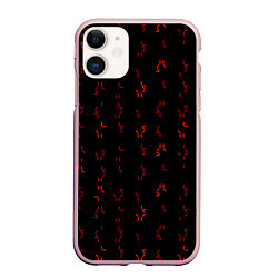 Чехол iPhone 11 матовый Алфавит хищника, цвет: 3D-светло-розовый