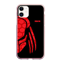 Чехол iPhone 11 матовый Predator: Red Light, цвет: 3D-светло-розовый