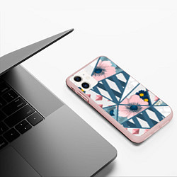 Чехол iPhone 11 матовый Нежная геометрия, цвет: 3D-светло-розовый — фото 2
