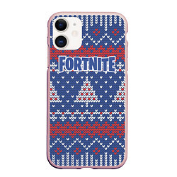 Чехол iPhone 11 матовый Fortnite: New Year, цвет: 3D-светло-розовый