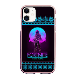 Чехол iPhone 11 матовый Fortnite: Neon Battle, цвет: 3D-светло-розовый