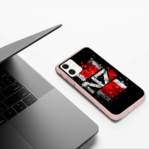 Чехол iPhone 11 матовый Mass Effect N7 / 3D-Светло-розовый – фото 3