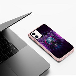 Чехол iPhone 11 матовый Slipknot: Neon Skull, цвет: 3D-светло-розовый — фото 2