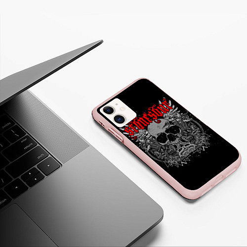 Чехол iPhone 11 матовый Stone Sour: Dark Skull / 3D-Светло-розовый – фото 3