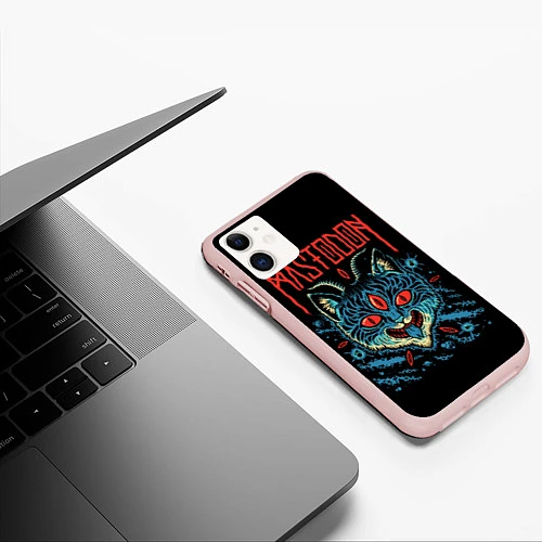 Чехол iPhone 11 матовый Mastodon: Demonic Cat / 3D-Светло-розовый – фото 3