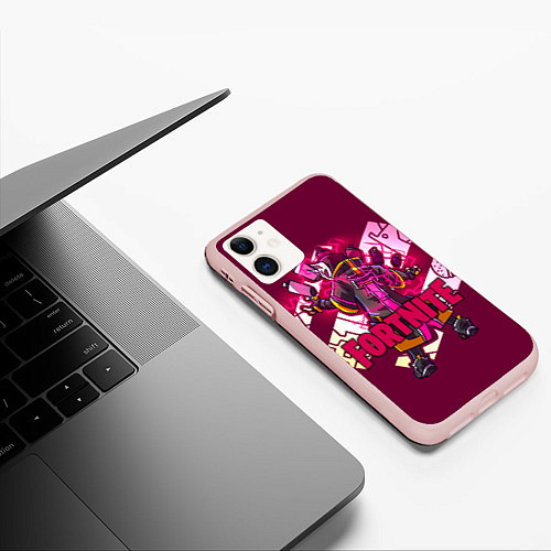 Чехол iPhone 11 матовый Fortnite / 3D-Светло-розовый – фото 3