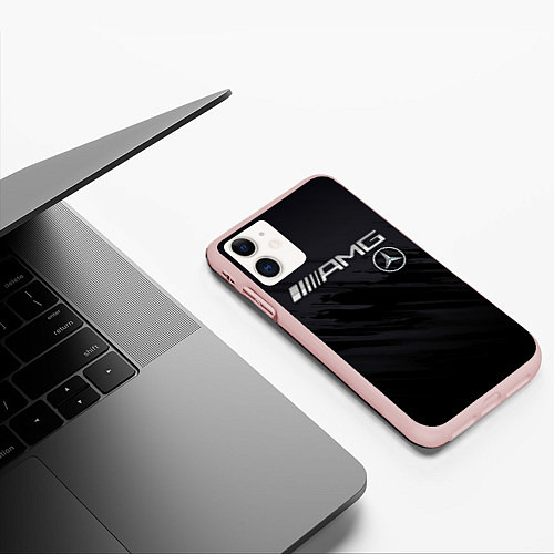 Чехол iPhone 11 матовый Mercedes AMG / 3D-Светло-розовый – фото 3