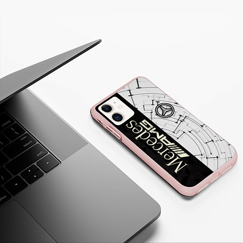 Чехол iPhone 11 матовый Mercedes AMG: Techno Style / 3D-Светло-розовый – фото 3