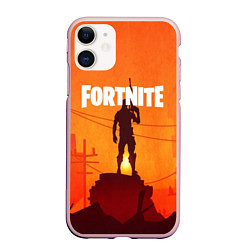 Чехол iPhone 11 матовый Fortnite, цвет: 3D-светло-розовый