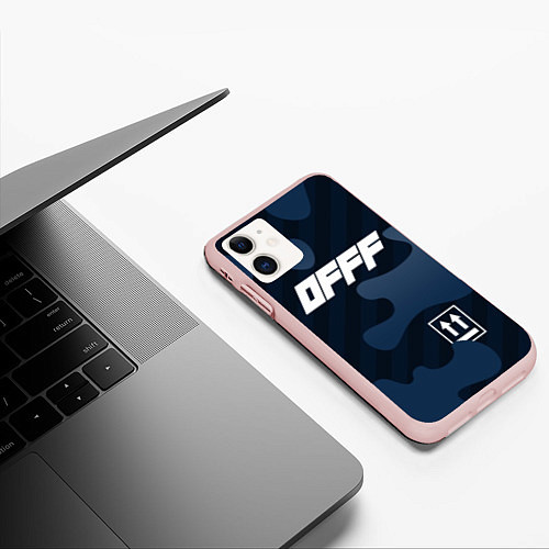 Чехол iPhone 11 матовый Off-White / 3D-Светло-розовый – фото 3