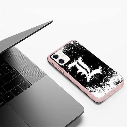 Чехол iPhone 11 матовый L letter кляксы / 3D-Светло-розовый – фото 3