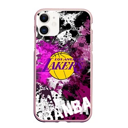 Чехол iPhone 11 матовый Лос-Анджелес Лейкерс, Los Angeles Lakers, цвет: 3D-светло-розовый