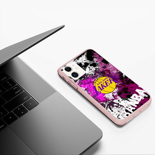 Чехол iPhone 11 матовый Лос-Анджелес Лейкерс, Los Angeles Lakers / 3D-Светло-розовый – фото 3