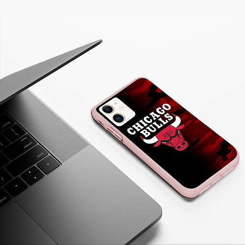 Чехол iPhone 11 матовый CHICAGO BULLS / 3D-Светло-розовый – фото 3