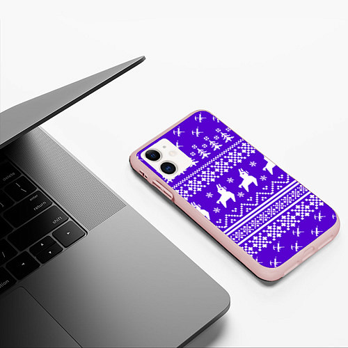 Чехол iPhone 11 матовый FORTNITE НОВОГОДНИЙ / 3D-Светло-розовый – фото 3