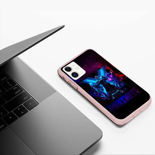 Чехол iPhone 11 матовый FORTNITE / 3D-Светло-розовый – фото 3